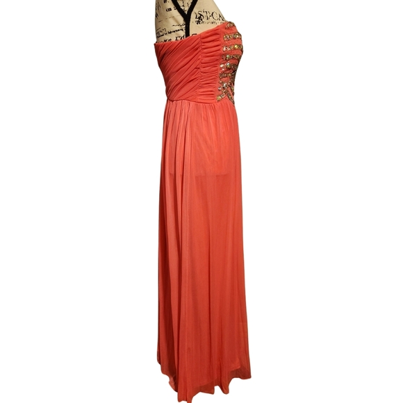 As U Wish Coral Strapless Prom Dress - Picture 6 of 14